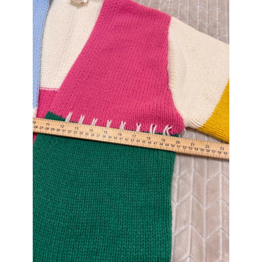 BiBi Kidcore Cardigan M Colorblock Patchwork Knit Dopamine Dressing Boho Sweater - Picture 10 of 14